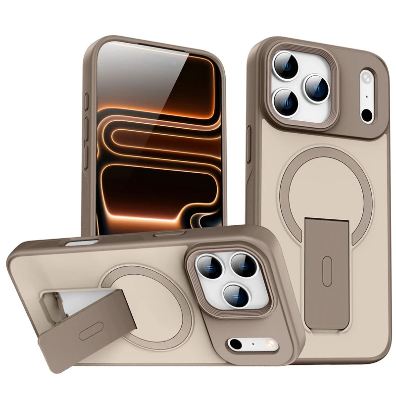 Shockproof MagSafe Matte Case with Built-In Holder for iPhone 17 Series