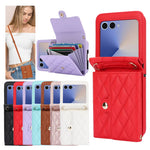 Anti-Drop Leather Wallet Case with Crossbody Strap and Card Holder for Samsung Galaxy Z Flip 7