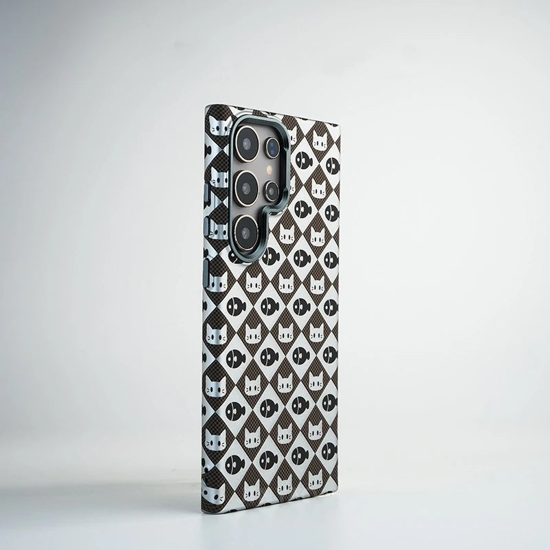 Adorable Cartoon Cat & Fish Magnetic Case for Samsung Galaxy S25 Ultra