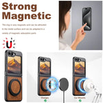 Textured Leather Magnetic Case with Rotating Ring for Samsung Galaxy Z Flip 8