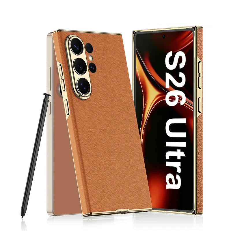 Luxury Matte Leather Case for Samsung Galaxy S26 Ultra