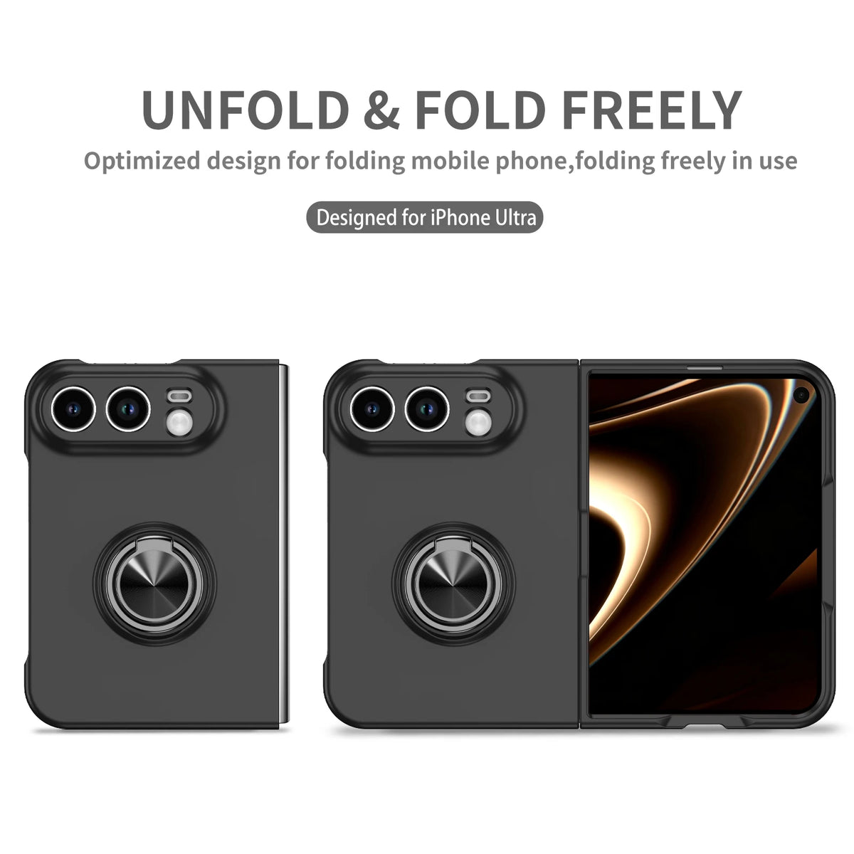 Hard Polycarbonate Case with Dual Rotating Ring Holders for iPhone Duo