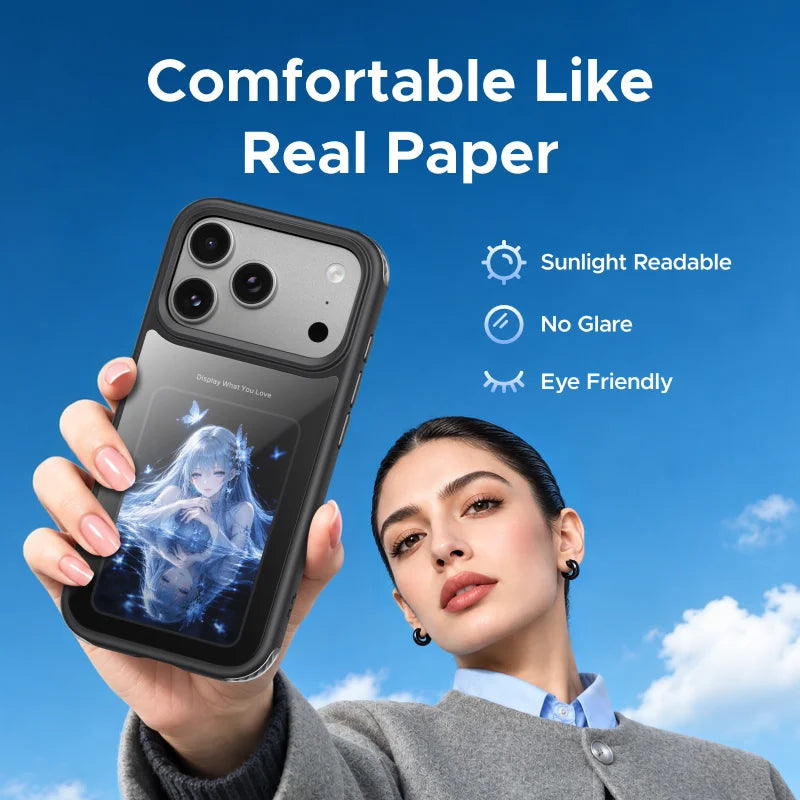 E-Ink Display Case with Airbag Corner Protection for iPhone 18 Series