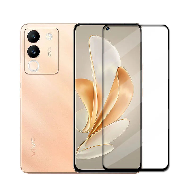 Full Coverage Tempered Glass Screen Protector + HD Protective Phone Lens Film for Vivo V29e