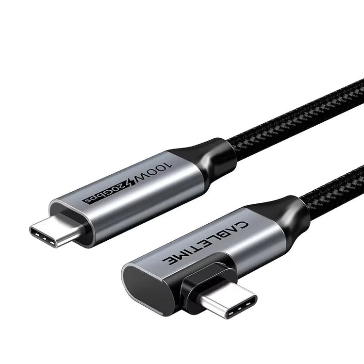 CABLETIME 100W PD 90-Degree USB-C Cable