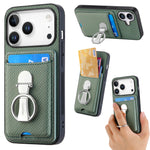 Multi-Functional Leather Wallet Case with Foldable Ring Holder & Vertical Card Slot for iPhone 17 Series