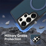 Ultra-Thin Luxury Magnetic Case for Samsung Galaxy S26 with Carbon Fiber & Leather Design