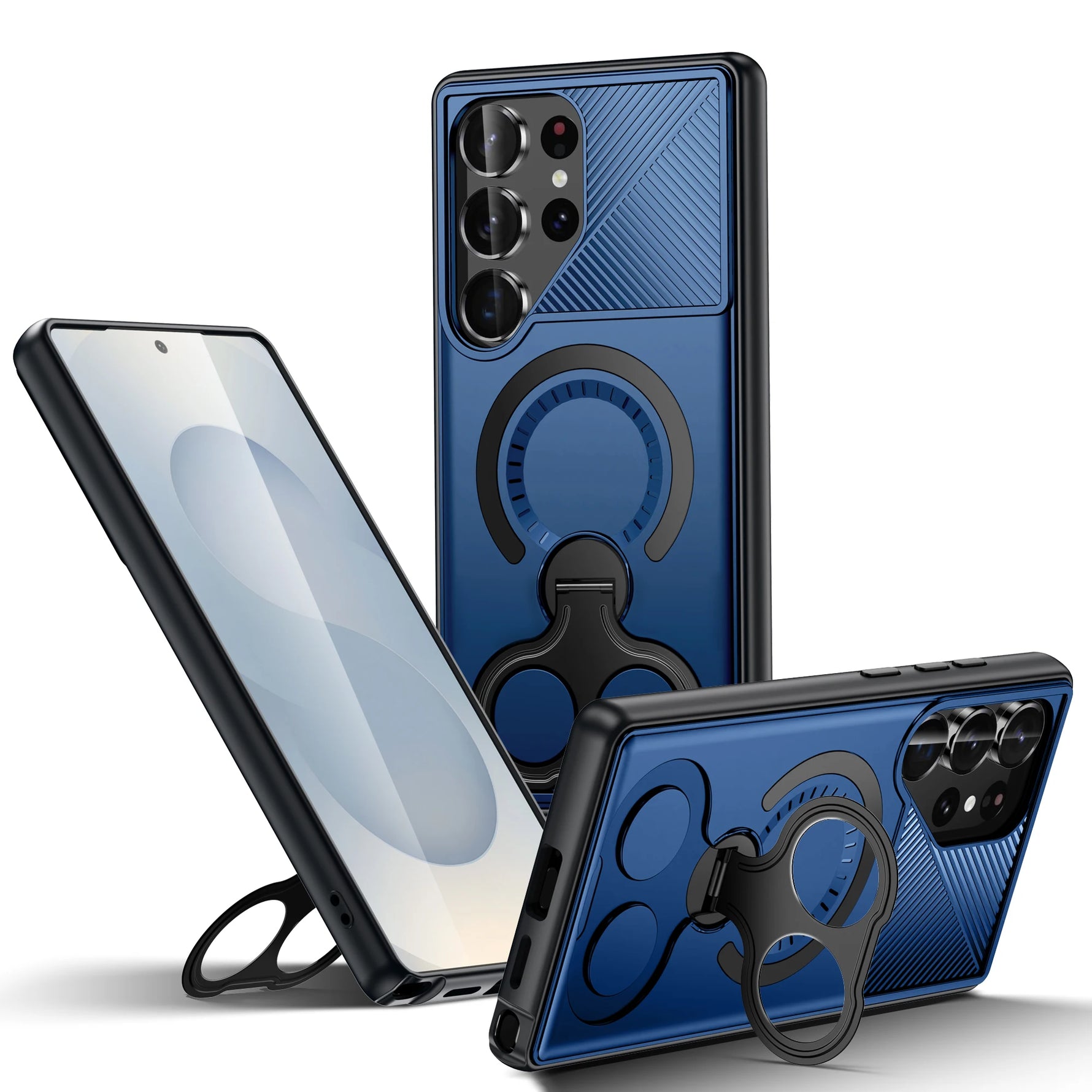 Heavy Duty Magnetic Case with Metal Ring Grip for Samsung Galaxy S25 Series