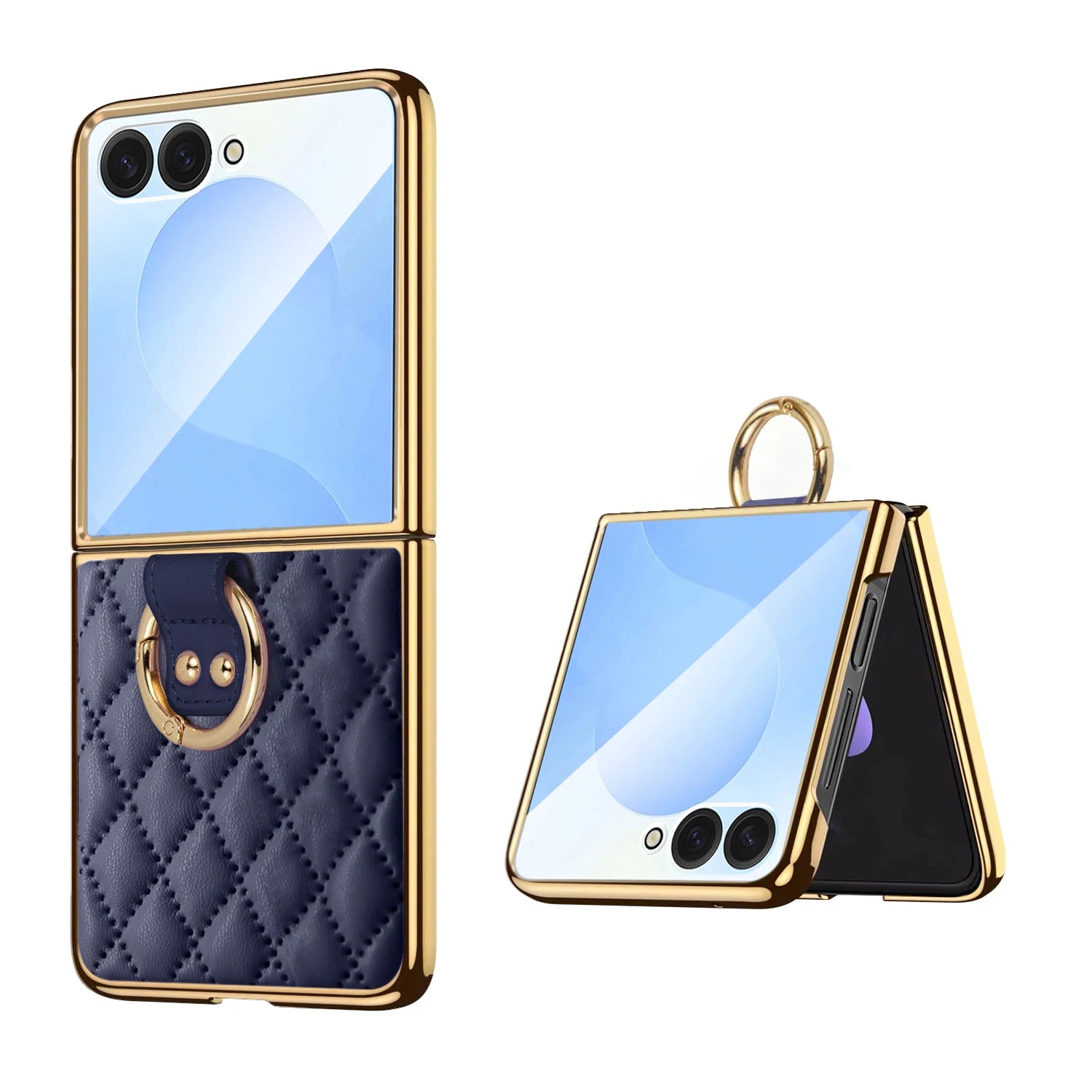 Diamond Grid Leather Magnetic Case with Ring Holder for Samsung Galaxy Z Flip 8