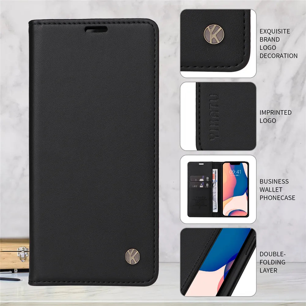 Premium Leather Book Case for OPPO Find X9 / X9 Pro