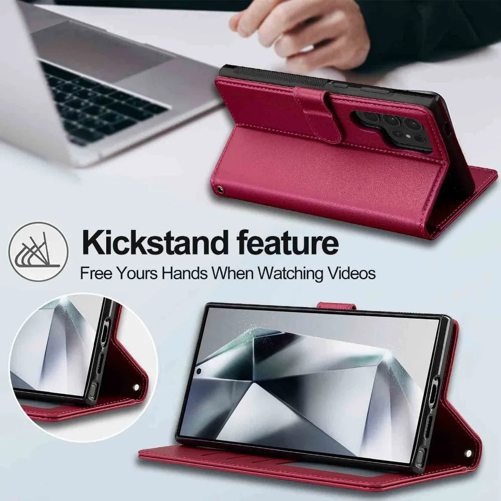 Leather Case with Detachable Wallet for Samsung Galaxy S24 Series
