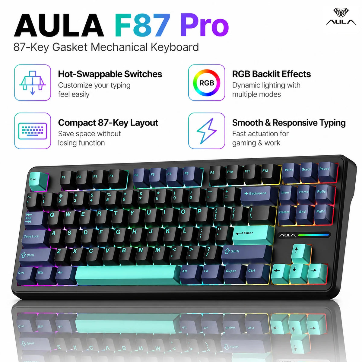 AULA F87 Pro Hot-Swap Gasket Mechanical Keyboard