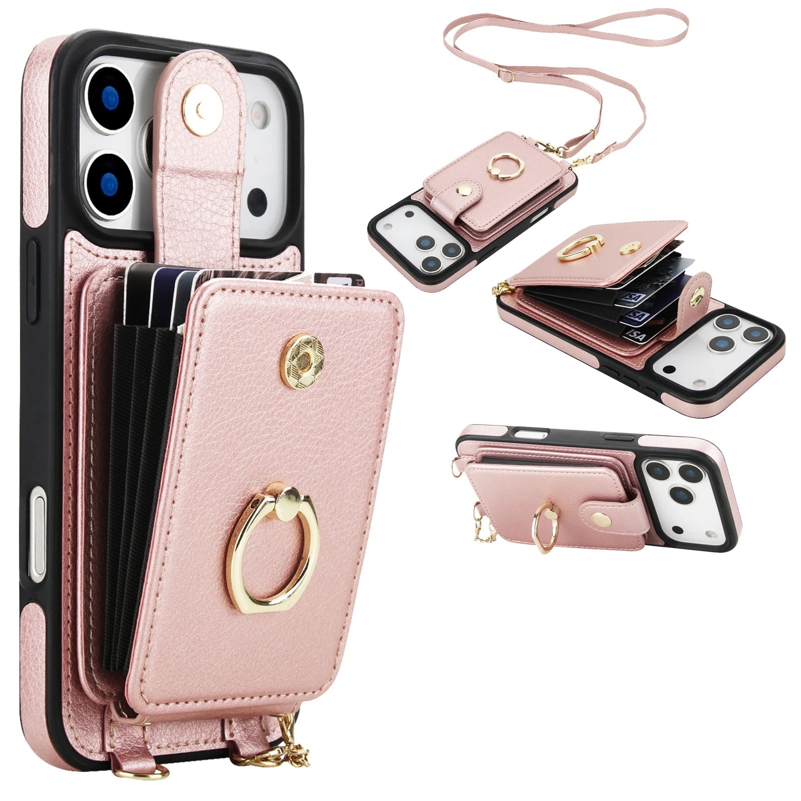 2-in-1 Zipper Wallet Case with Detachable Lanyard for iPhone 17 Series