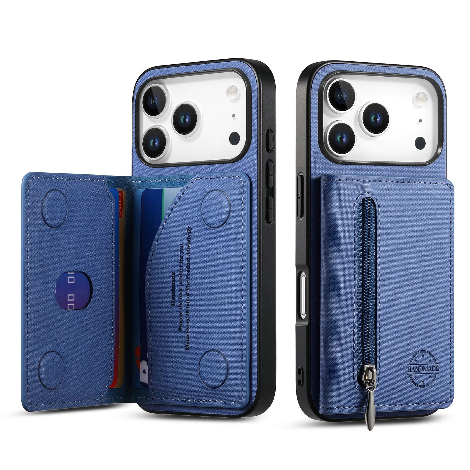 Vintage Cowboy Style Leather Phone Case with Zipper & Magnetic Card Holder for iPhone 17 Series