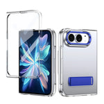 Transparent Kickstand Case with Tempered Glass Screen Protector for iPhone Duo