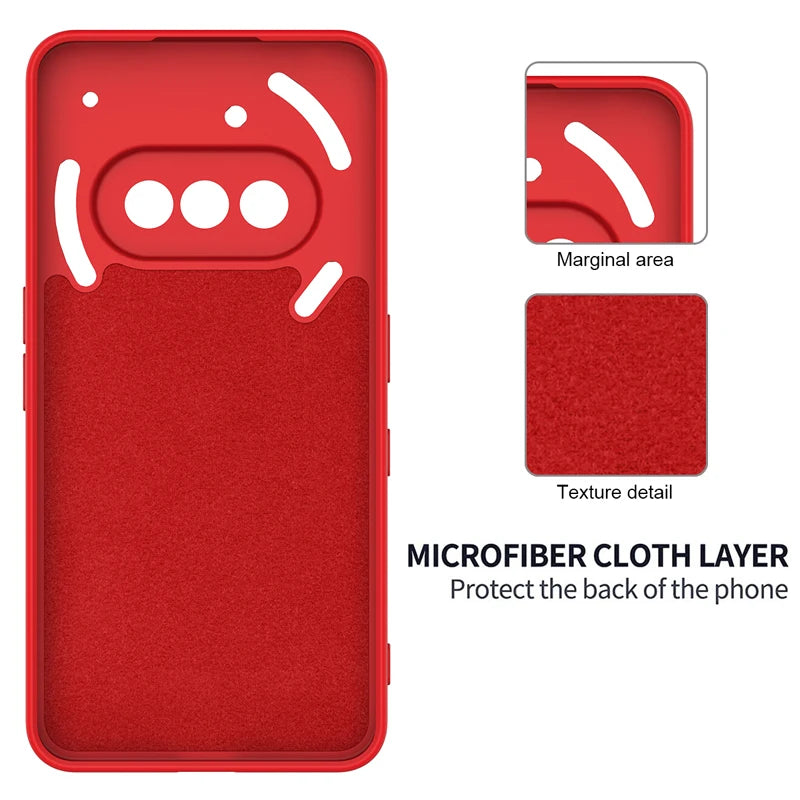 Nothing Phone 3a Soft Premium Liquid Silicone Case with Flocking Interior & Strap Lanyard