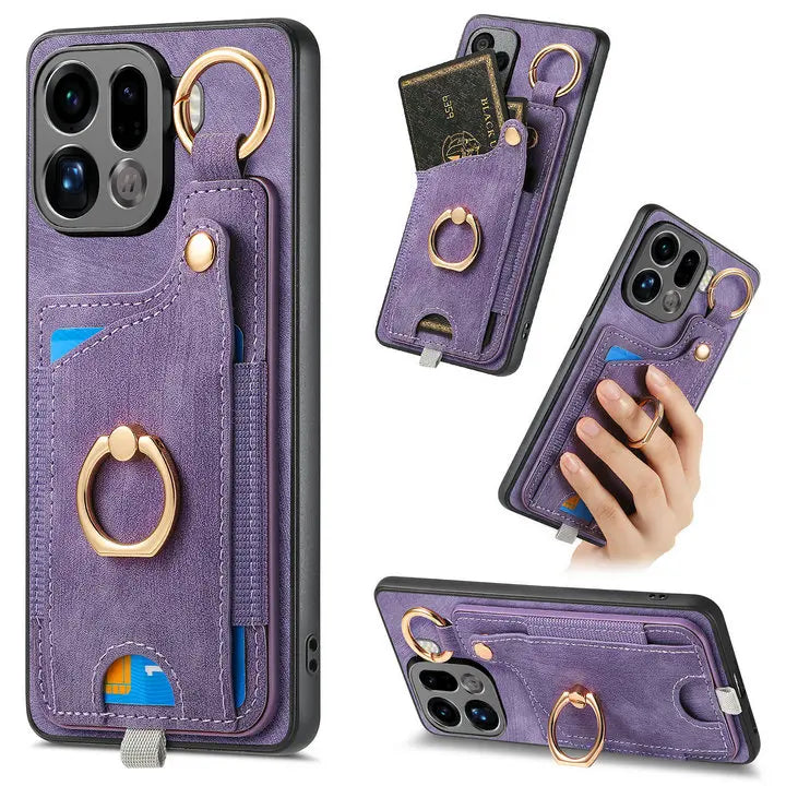 Luxury Leather Wallet Case for OPPO Find X9 / X9 Pro