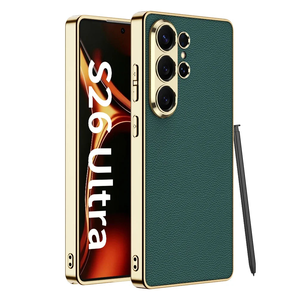 Luxury Electroplated Leather Case for Samsung Galaxy S26 Ultra