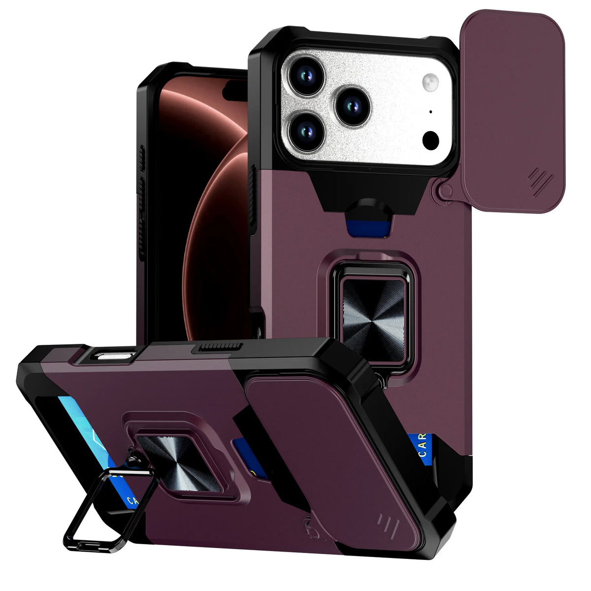 Hybrid Armor Case with 360° Rotating Ring Stand for iPhone 18 Series