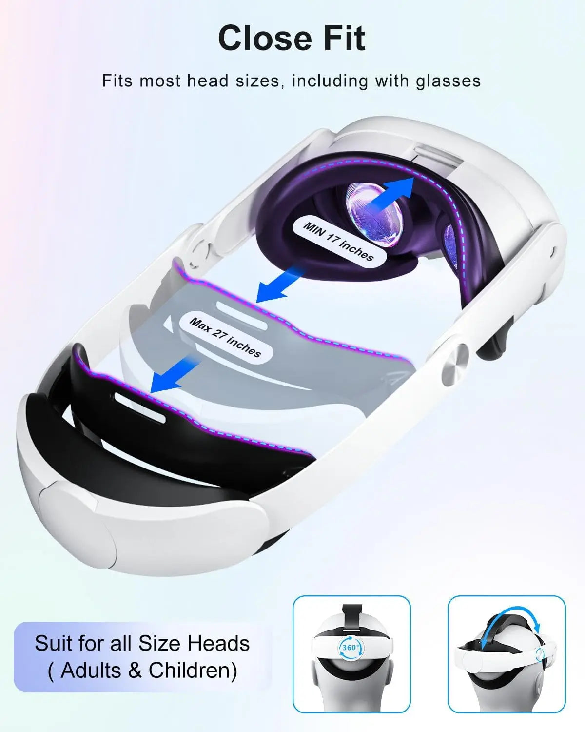 Adjustable Elite Head Strap with Soft Cushion for Meta Quest 3