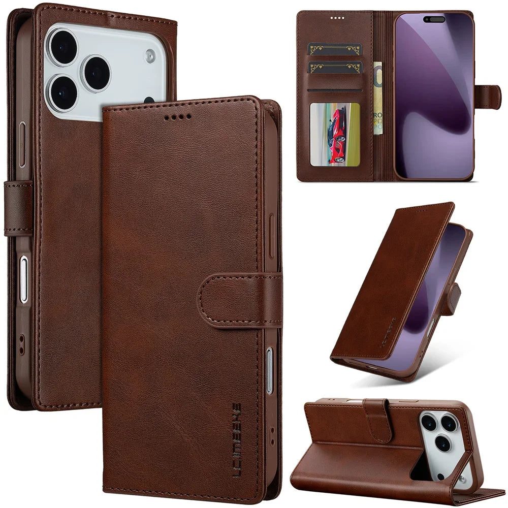 iPhone 17 Series Leather Flip Wallet Case