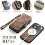 Leather Wallet Case with Zippered Coin Pouch for iPhone 18 Series