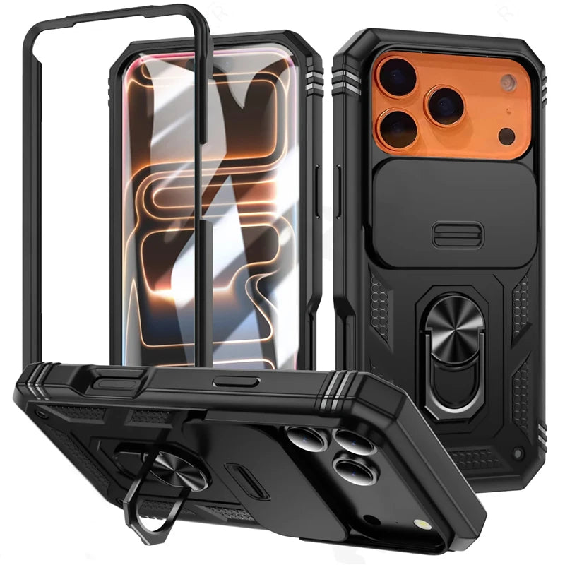 Heavy-Duty Military Armor Case with Sliding Camera Protection for iPhone 17 Series