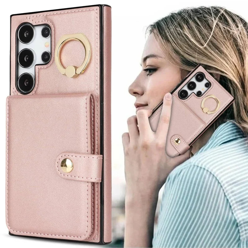 Protective Leather Wallet Case with Card Slots for Samsung Galaxy S24 Series