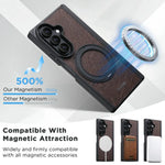 Textured Leather Magnetic Case with 360° Rotating Ring Stand for Samsung Galaxy Z Fold 7
