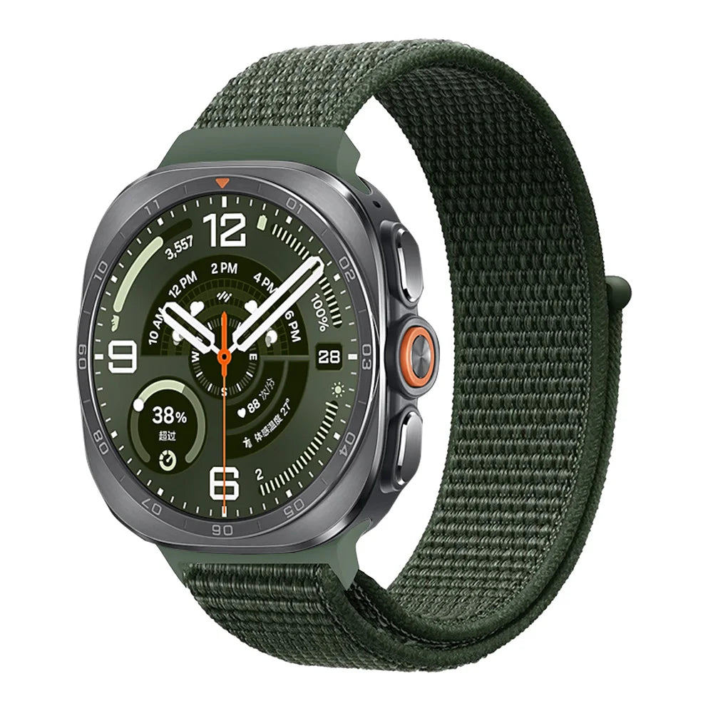 Breathable Nylon Weave Watchband with Hook-and-Loop Closure for Samsung Galaxy Watch Ultra 2