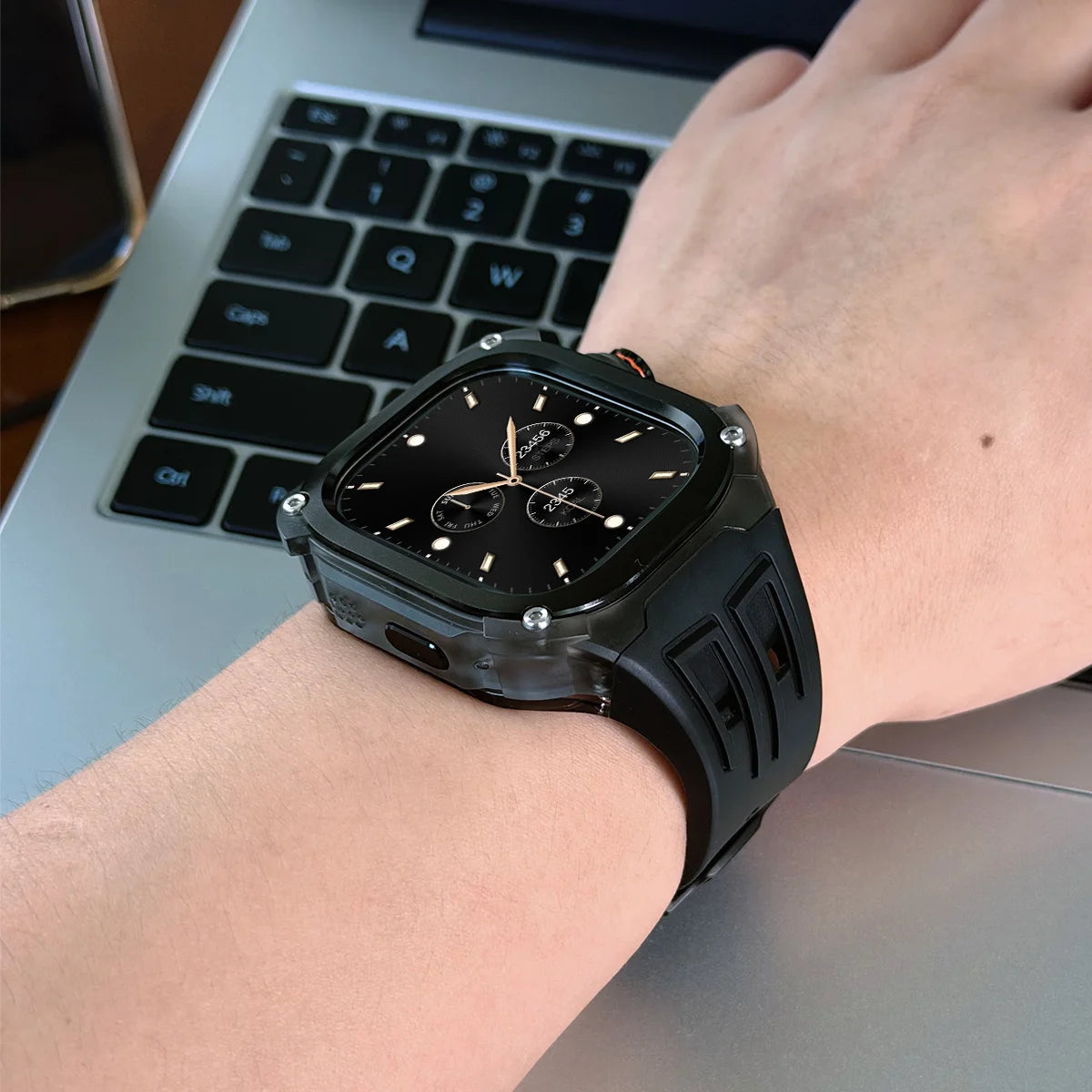 Rugged Protective Case with Integrated Silicone Band for Apple Watch Ultra