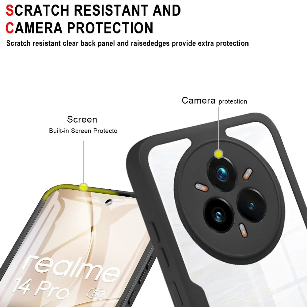 Shockproof Full-Body Protective Clear Case for Realme 14 Pro / 14 Pro+