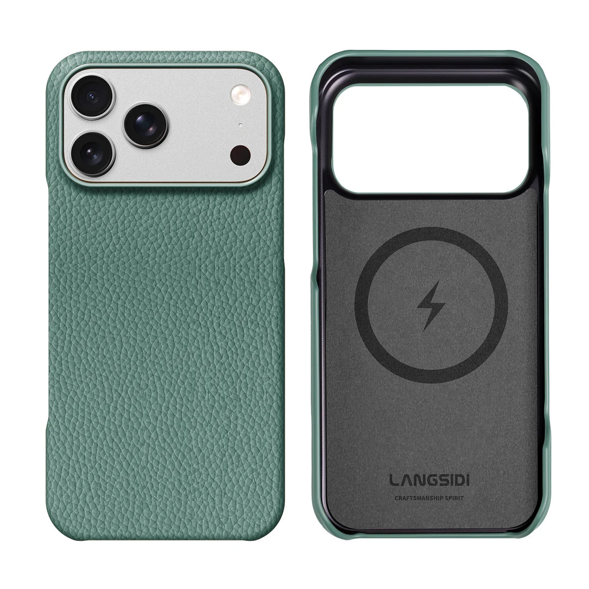 Textured Leather MagSafe Case with Built-in Wireless Charging Ring for iPhone 18 Series