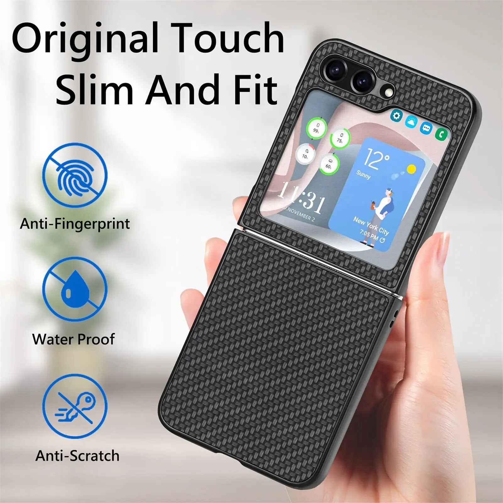 Carbon Fiber Texture Protective Phone Case for Samsung Galaxy Z Flip 5