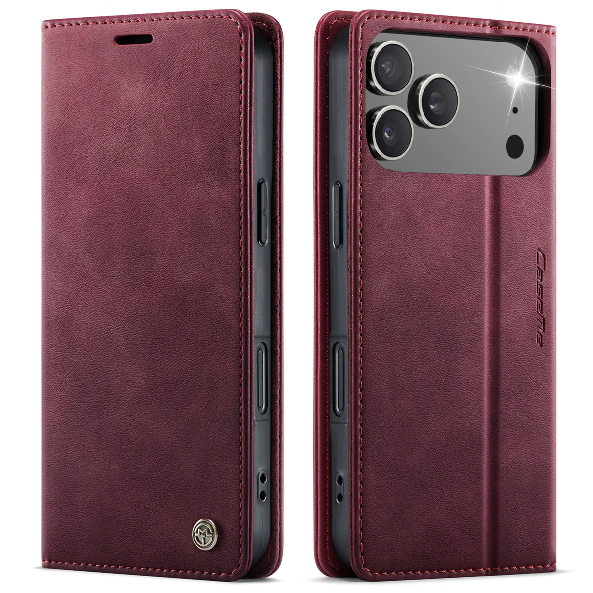 Leather Folio Wallet Case with Integrated Kickstand for iPhone 18 Series