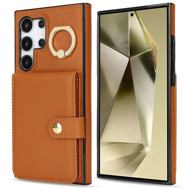 Protective Leather Wallet Case with Card Slots for Samsung Galaxy S24 Series