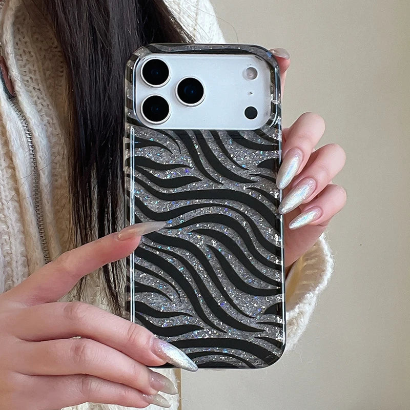 Zebra Print Glitter Case for iPhone 17 Series