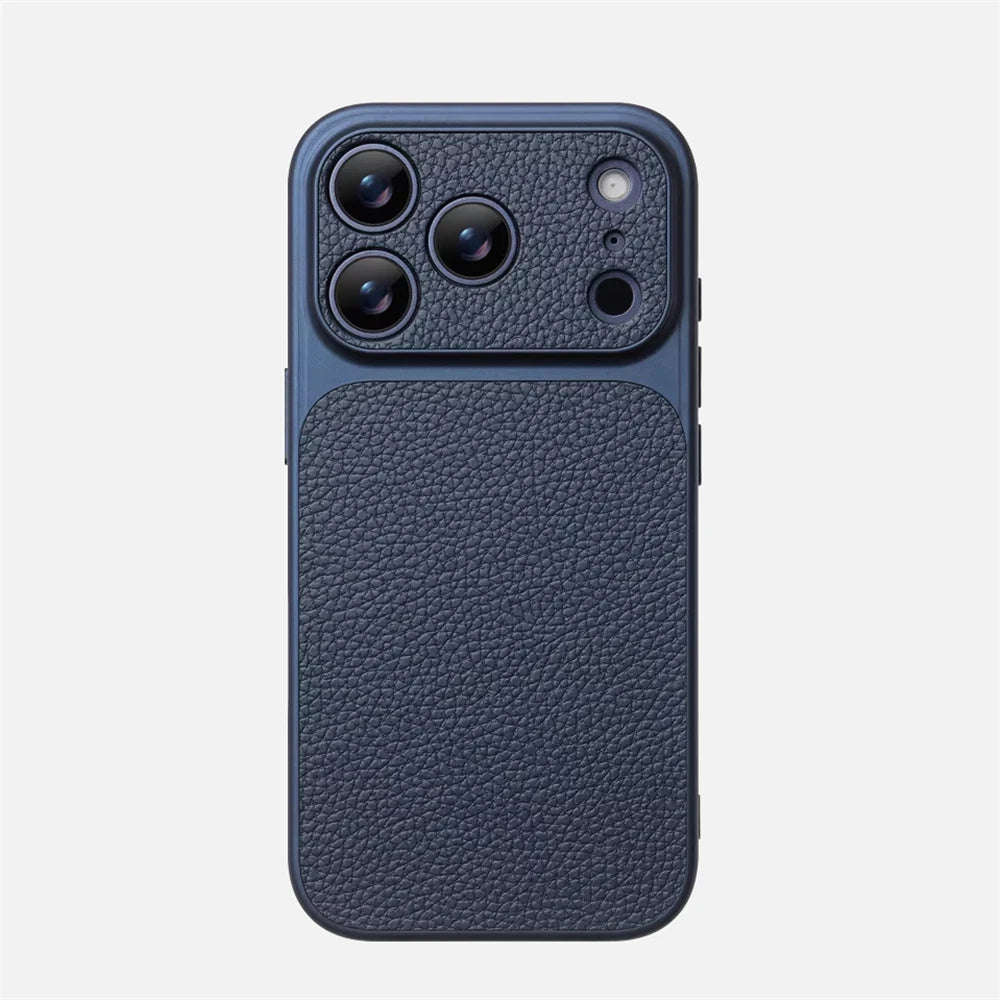 Luxury Lychee Texture Leather Case with Full Camera Protection for iPhone 17 Series