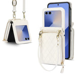 Shockproof Leather Crossbody Case with Lanyard and Wallet Pouch for Samsung Galaxy Z Flip 7