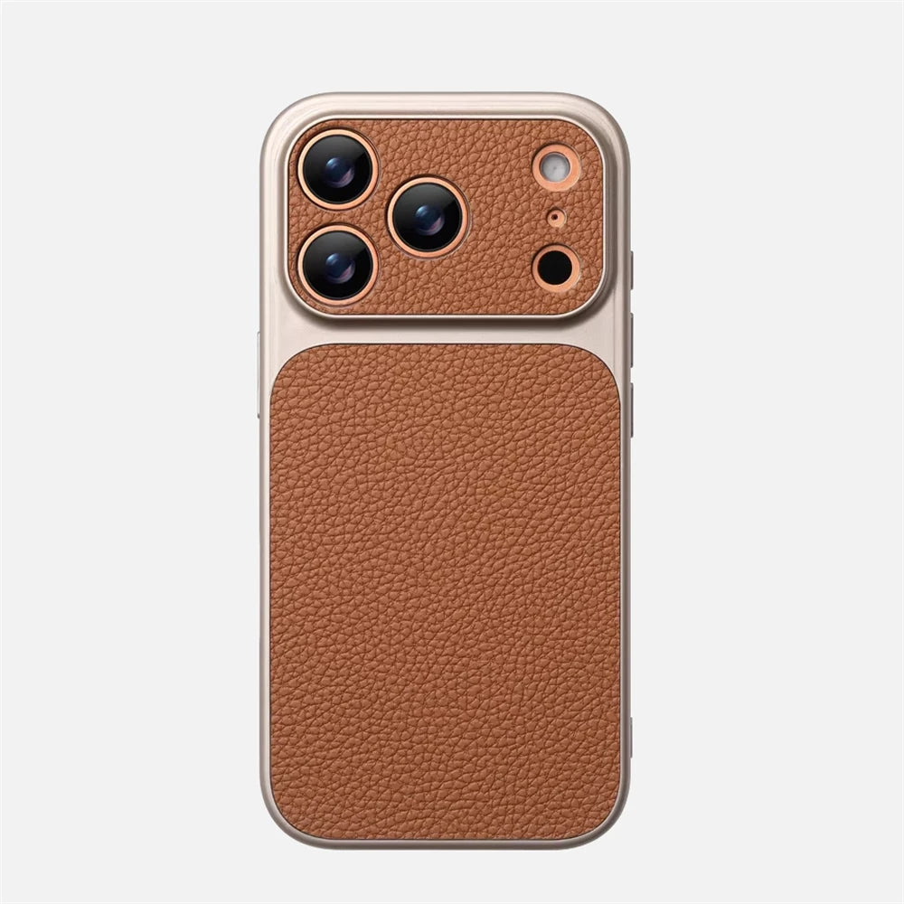 Luxury Lychee Texture Leather Case with Full Camera Protection for iPhone 17 Series