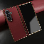 Genuine Leather Case with Raised Camera Protection Ring for Samsung Galaxy Z Fold 7