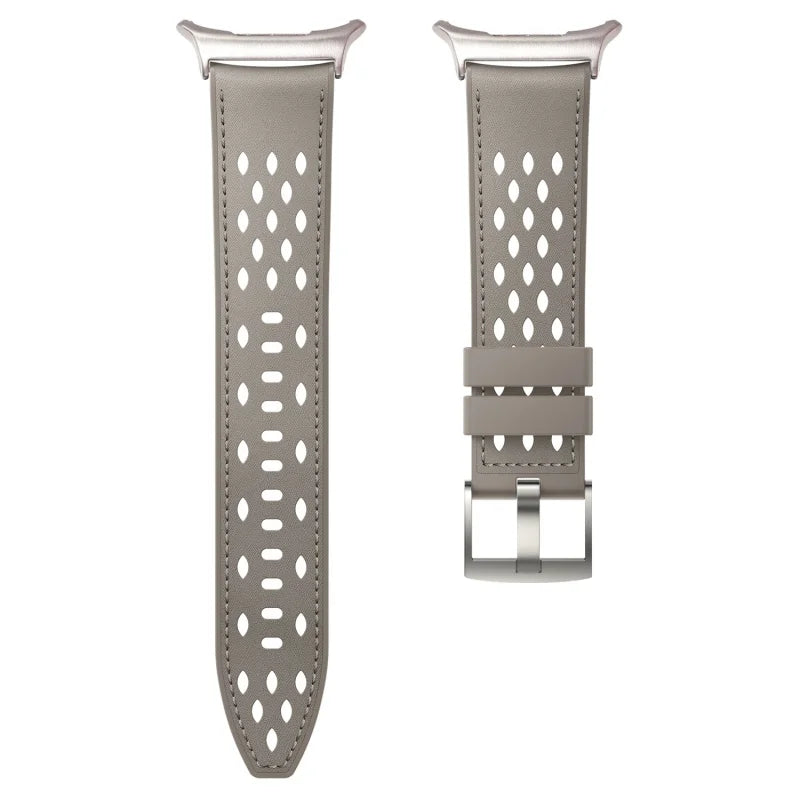 Perforated Leather Breathable Watch Band with Silicone Ventilation Inserts for Samsung Galaxy Watch Ultra 2
