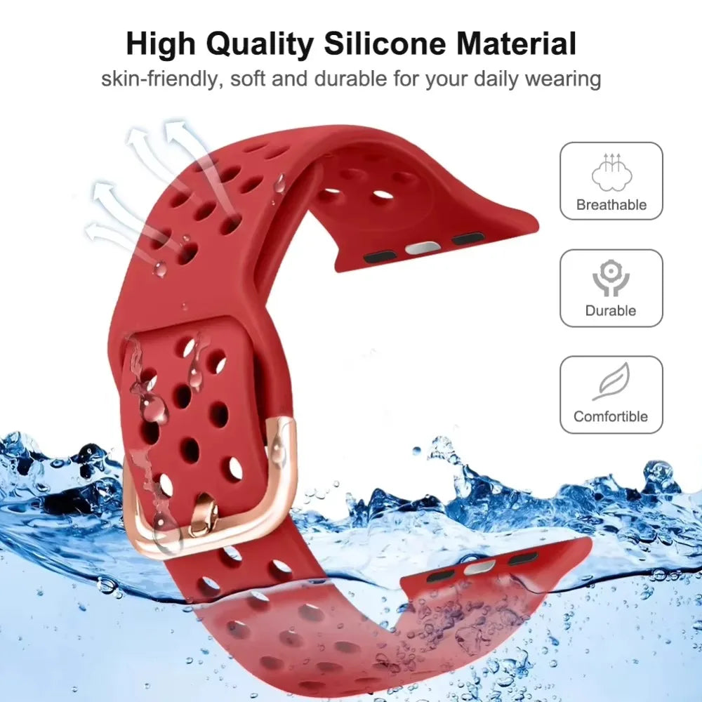 Perforated Silicone Band with Ventilation Holes for Apple Watch
