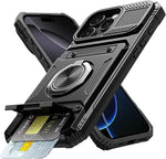 iPhone 15 Series Shockproof Heavy Duty Magnetic Case with Ring & Card Slot