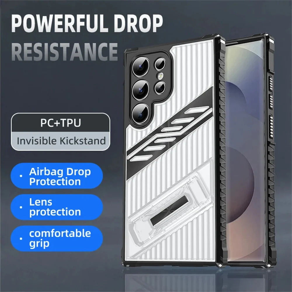 Samsung Galaxy S25 Series Heavy-Duty Armor Shockproof Case with Kickstand