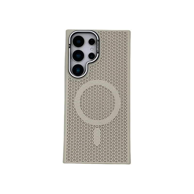 Honeycomb Grid Mesh Cooling Magnetic Phone Case with Lens Protector for Samsung Galaxy S25 Series