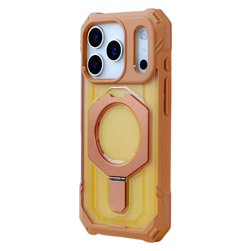 Frosted Translucent Shockproof MagSafe Armor Case with Kickstand for iPhone 17 Series