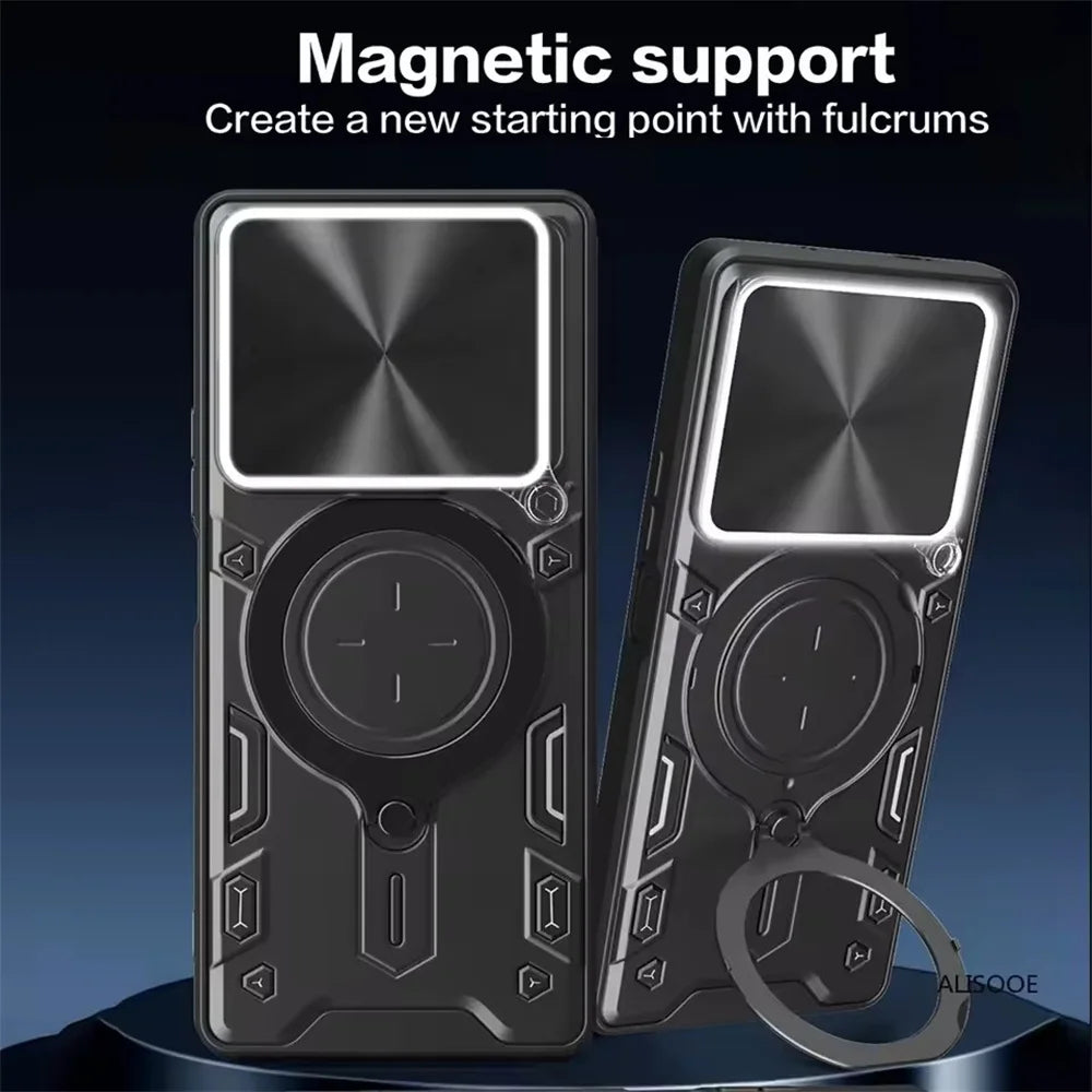 Xiaomi 14T Series Shockproof Armor Case with Slide Camera Lens & Ring Stand