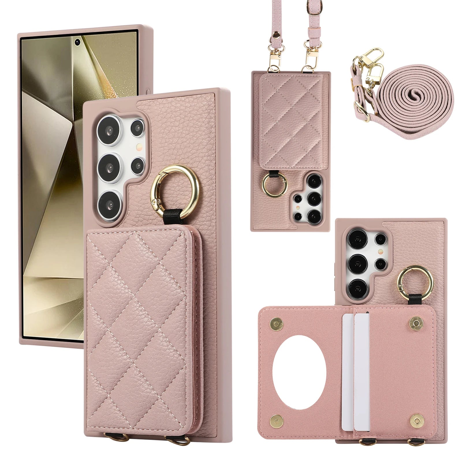 Plaid Pattern Leather Crossbody Wallet Case for Samsung Galaxy S25 Series