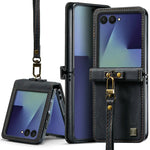 PU Leather Case with Detachable Wrist Lanyard for Samsung Galaxy Z Flip 8